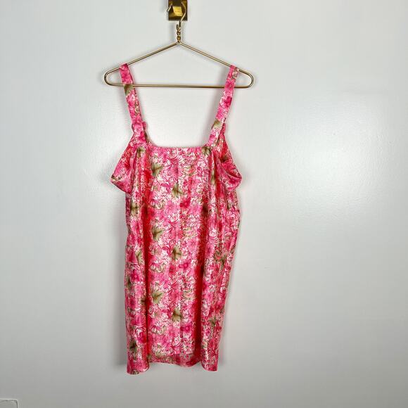 Vintage Pink Floral Chemise Slip Dress Nightie Bows Satin Sante Classics Sz M - Picture 3 of 6